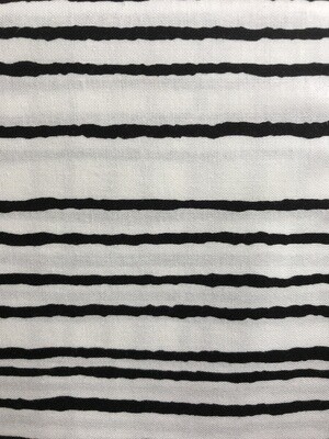 Panda Prints - Andover - Wavy Black Stripe on White