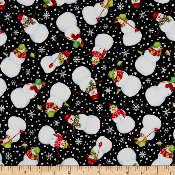 Snowbird Flannel - Black Snowmen