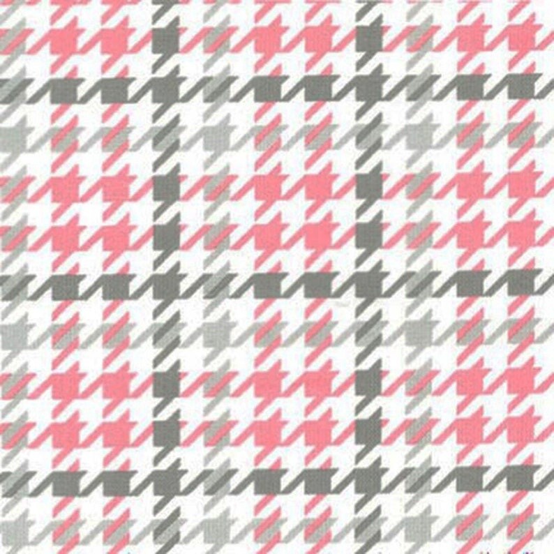 Cozy Cotton Flannel - Hounds tooth - Grey and Peach