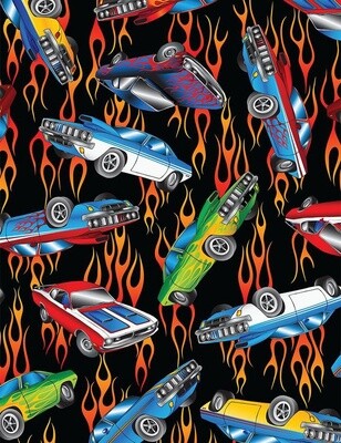 Hot Rod Retro Cars in Flames