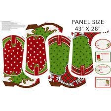 Howdy Christmas - Boots Stocking Panel Howdy Christmas - Boots Stocking Panel