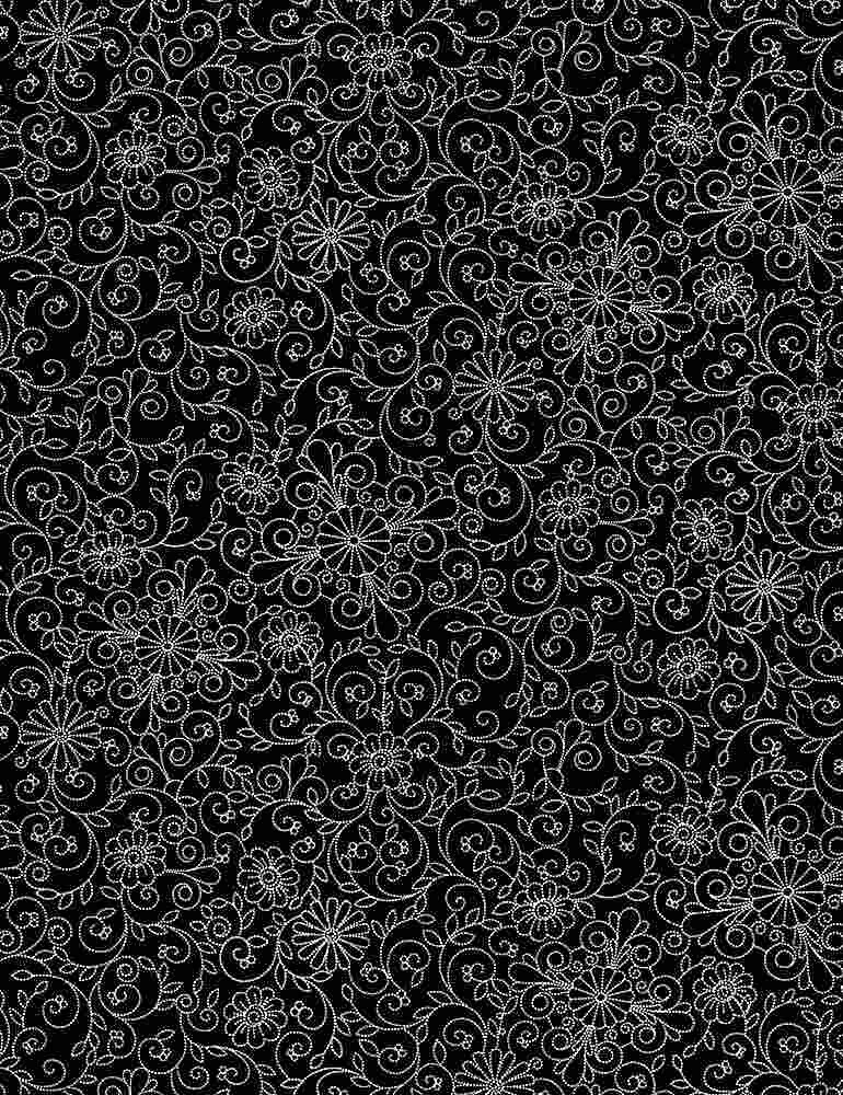 fabric lover stitched floral blk