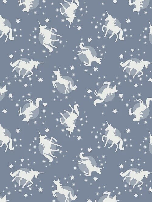Lewis &amp; Irene - Fairy Nights - Unicorn Spots Dusky Blue