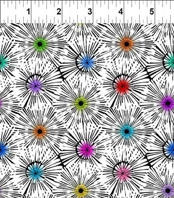 Colorful - Jason Yenter - Multi Flowers - White