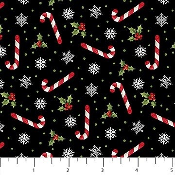 Santa&#39;s Tree Farm - Candy Canes - Black