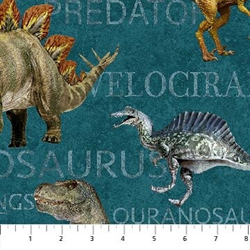 Stonehenge Prehistoric World - Dinosaurs - Teal Multi
