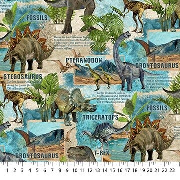 Stonehenge Prehistoric World - Beige Multi - Dinosaur Words