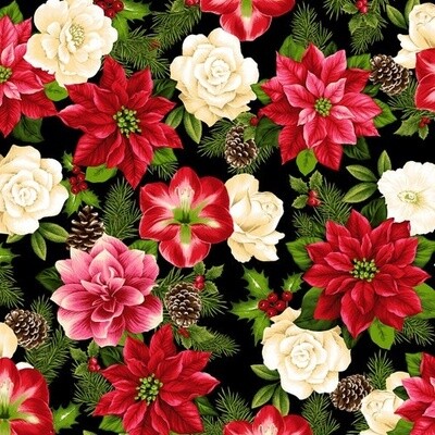 Winter Garden - Black - Multi Flowers