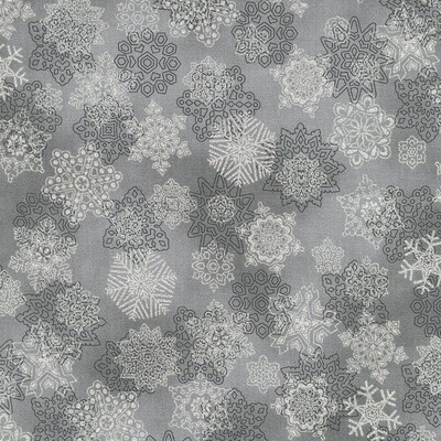 Holiday Flourish - Snow Flower - Snowflakes - Pewter