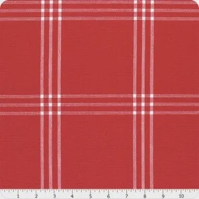 Enamoured Toweling - Criss Cross - White on Red