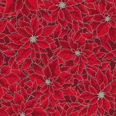 Holiday Elegance by Hoffman - Crimson/Silver Poinsettia