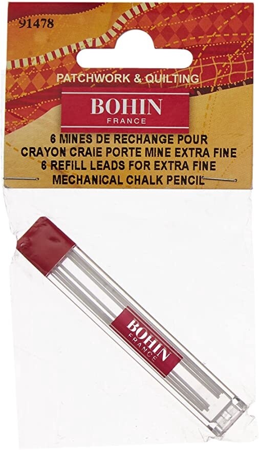 Bohin - 6 Refill Leads for Extra Fine Mechanical Chalk Pencil - White
