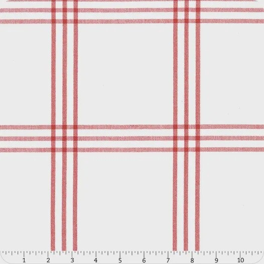 Enamoured Toweling 18&quot; - Criss Cross - Red on White