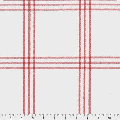 Enamoured Toweling 18&quot; - Criss Cross - Red on White