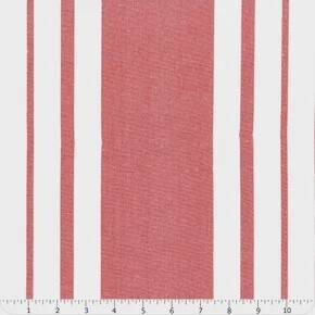 Enamoured Toweling - Wide Red Stripes on White