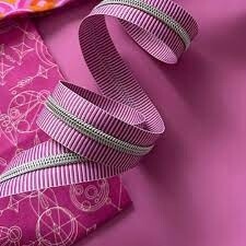Pink Stripe Zipper Tape with Nickel Teeth - Sassafras Lane