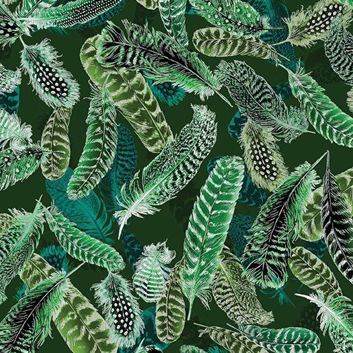 Gilded Feathers - Teal Green