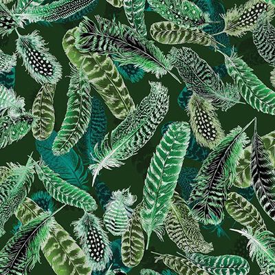 Gilded Feathers - Teal Green