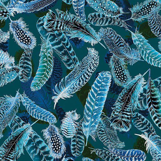 Gilded Feathers - Peacock Blue