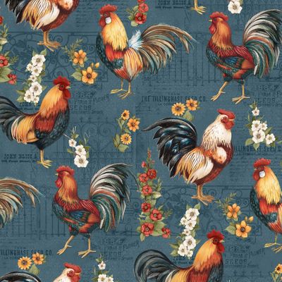Garden Gate Roosters- Large Chickens - Teal