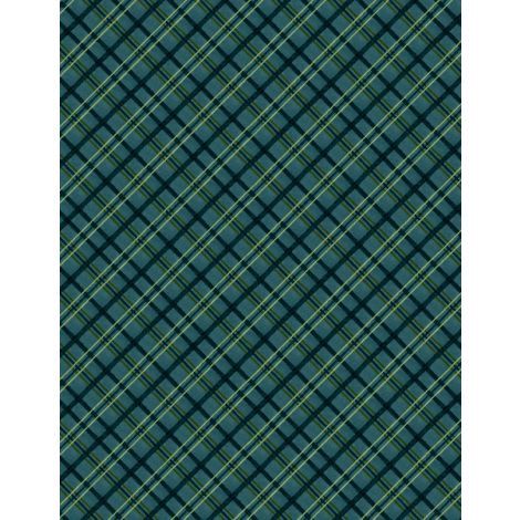 Garden Gate Roosters - Diagonal Plaid Teal