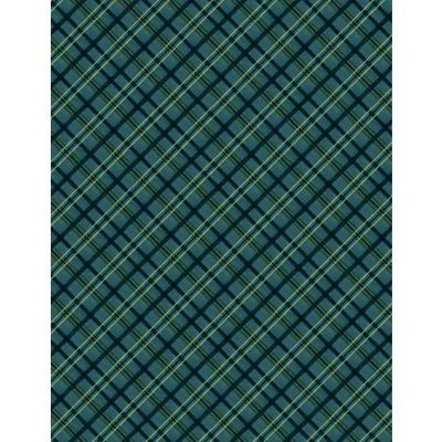 Garden Gate Roosters - Diagonal Plaid Teal