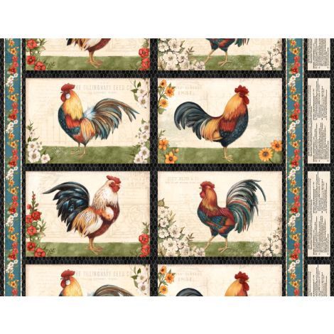 Garden Gate Rooster Placemat Panel - 4