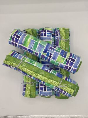 3 yard bundle -  Green &amp; Blue watercolor squares