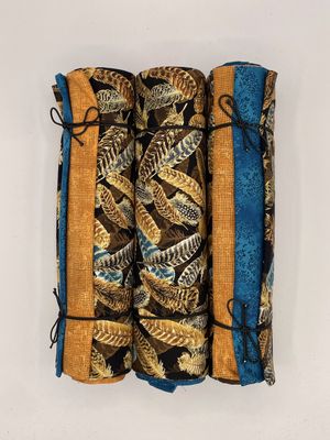 3 Yard Bundle - Brown &amp; Gold Feathers