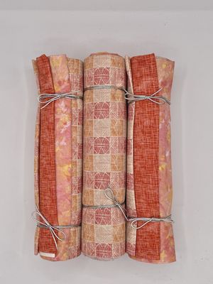 3 Yard Bundle - Orange Grid Squares