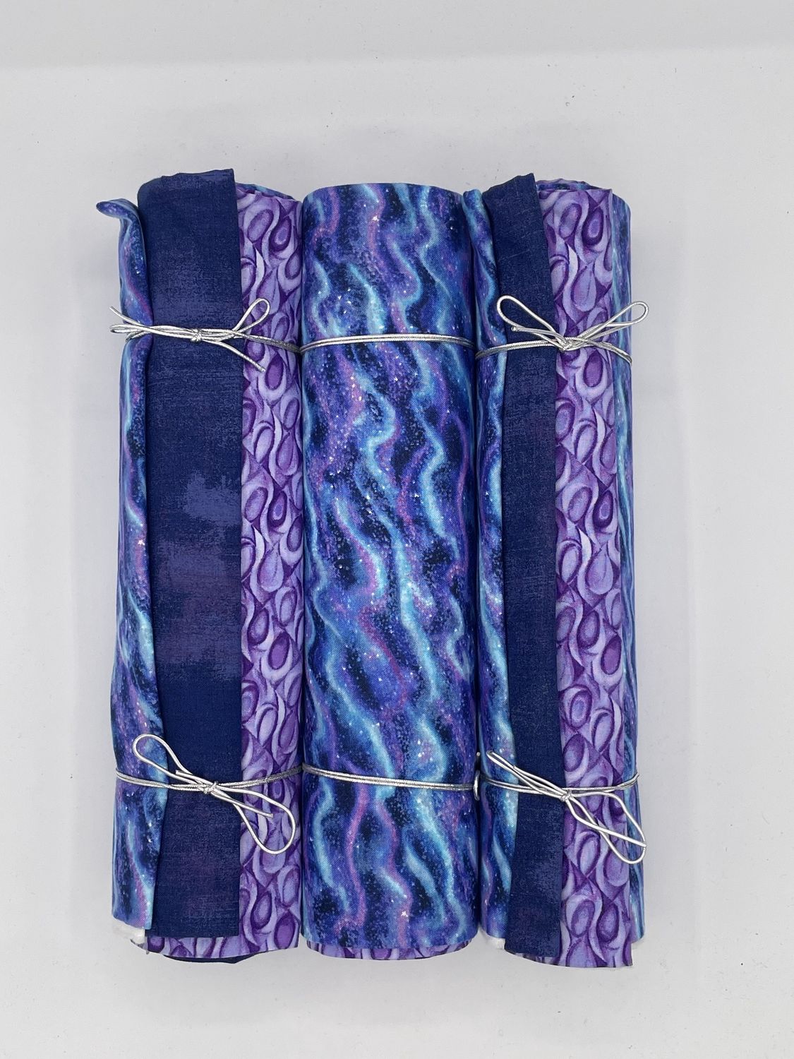 3 Yard Bundle -Purple/Blue Glittery Waves