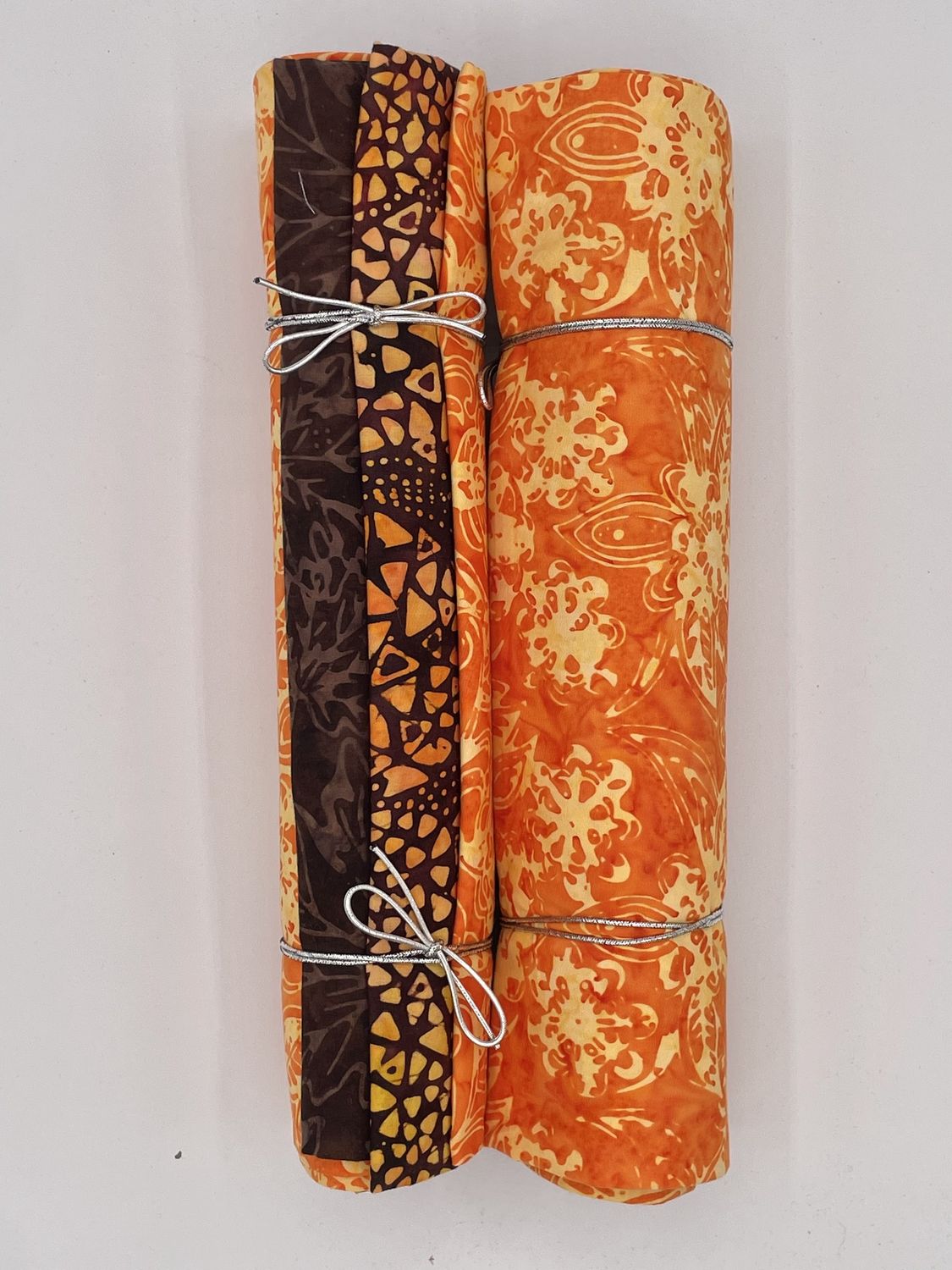 3 Yard Bundle - Orange Triangles &amp; Flowers Batik