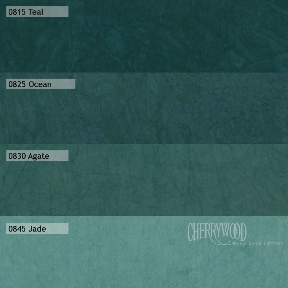 Cherrywood Hand Dyed FQ Bundle - Teal Medley