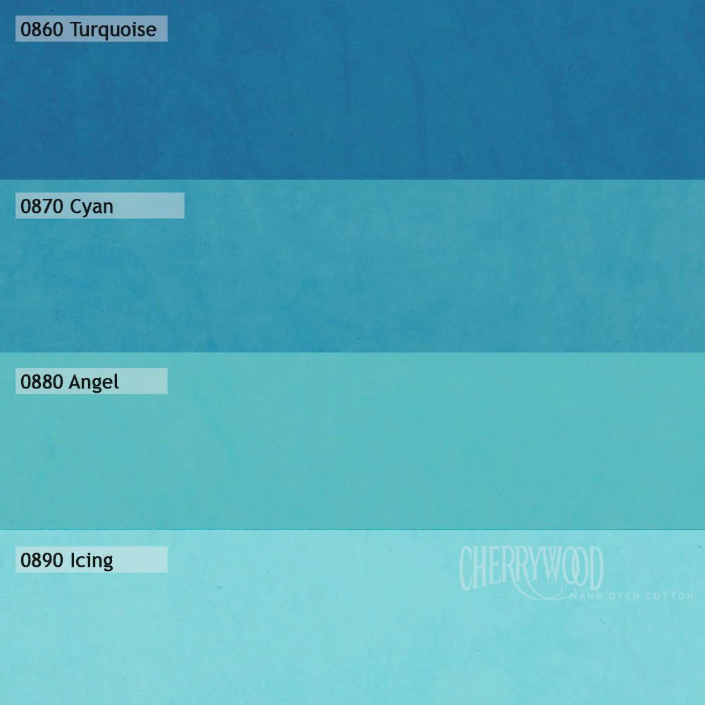 Cherrywood Hand Dyed FQ Bundle - Turquoise Medley