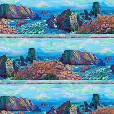 Crystal Sea by Erin Hanson - Blue Multi Border Print