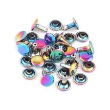 Individual Double Cap Rivets  - Medium 8mm- Iridescent Rainbow