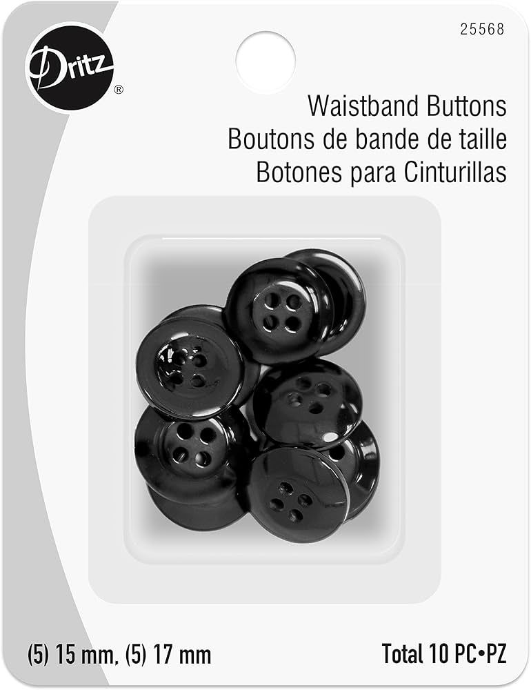 Dritz 4-Hole Waistband Buttons - Black