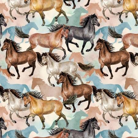 Running Horses- Cream - Gone Country by Kanvas Studio