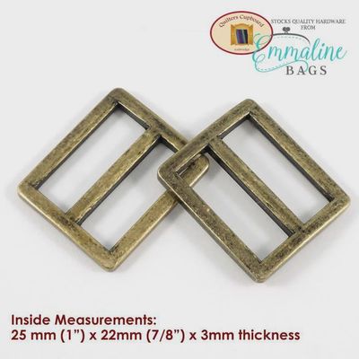 1&quot; Flat Strap Slider - Antique Brass
