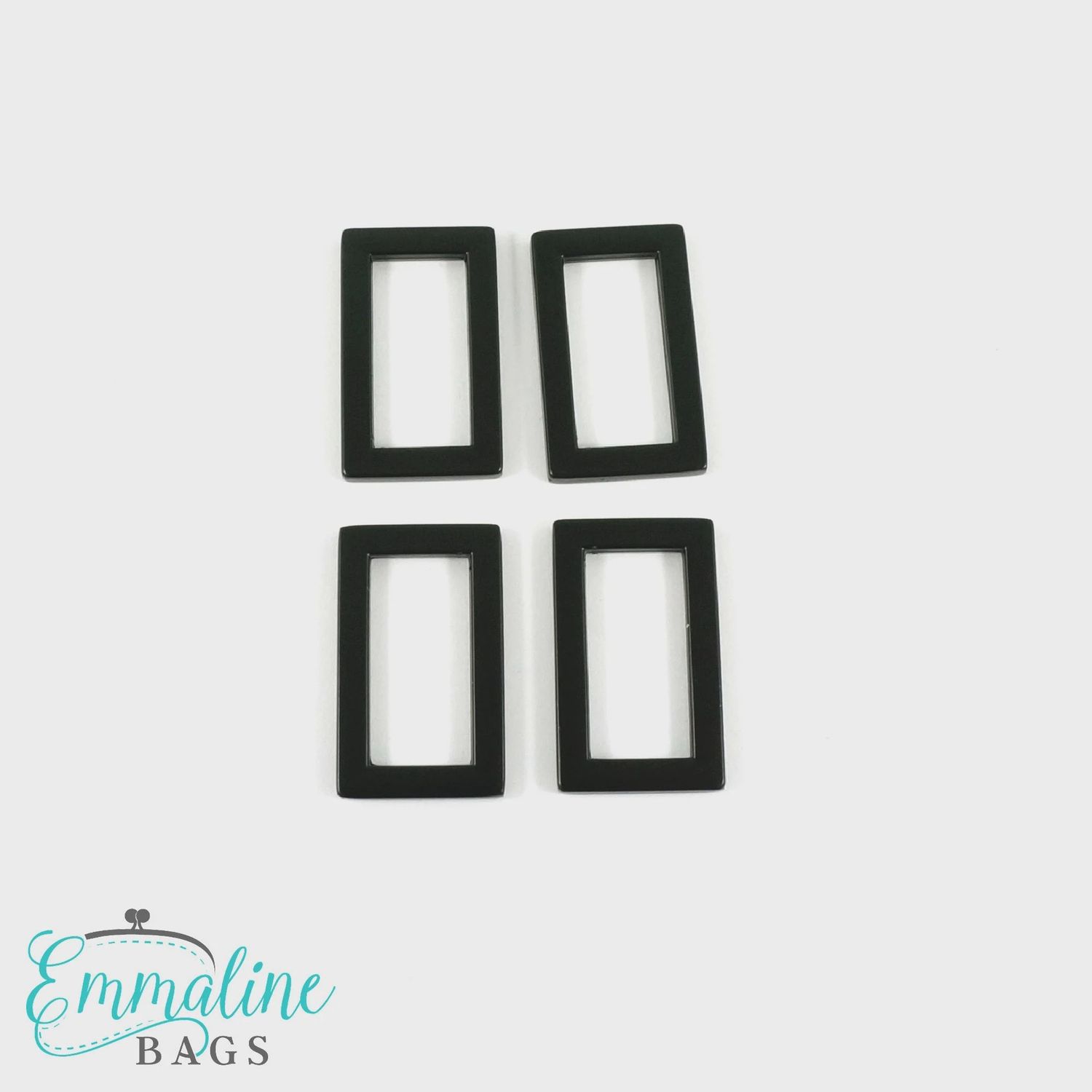 1: Flat Rectangle Rings - Matte Black - 4 Pack
