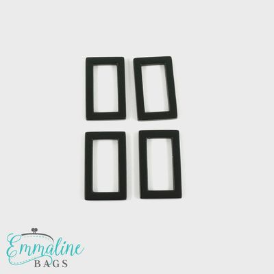 1: Flat Rectangle Rings - Matte Black - 4 Pack