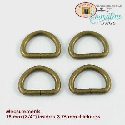 D Rings 20mm - 3/4&quot; - Thick Antique Brass