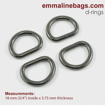 D Rings 20mm - 3/4&quot; - Thick Gunmetal