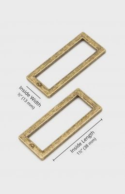 Flat Rectangle Rings - 1.5&quot; - 38mm Antique Brass - 4 Pack