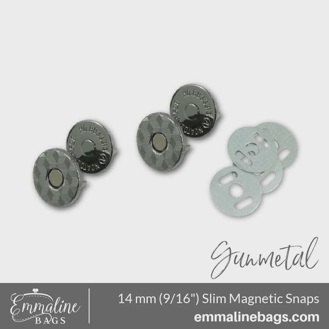 Magnetic Snap Closure 9/16&quot; Slim Gunmetal - 2 pack