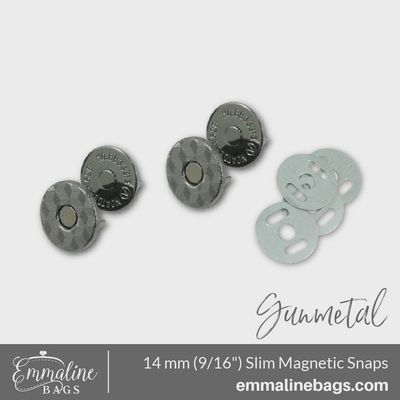 Magnetic Snap Closure 9/16&quot; Slim Gunmetal - 2 pack