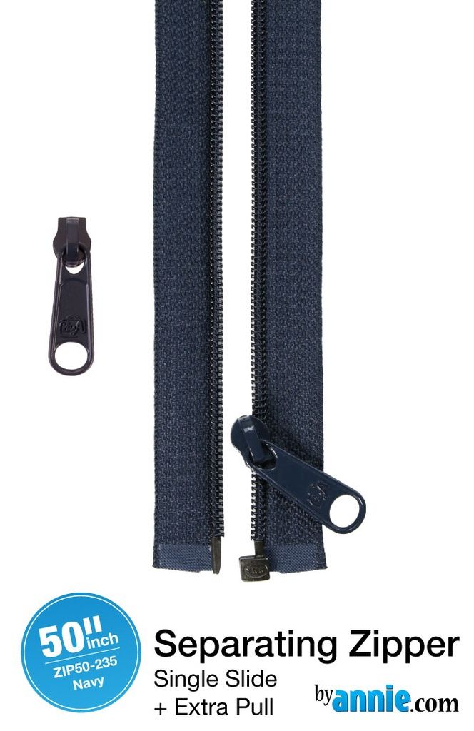 50" Separating Coat Zipper - Navy