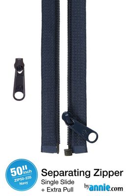 50" Separating Coat Zipper - Navy