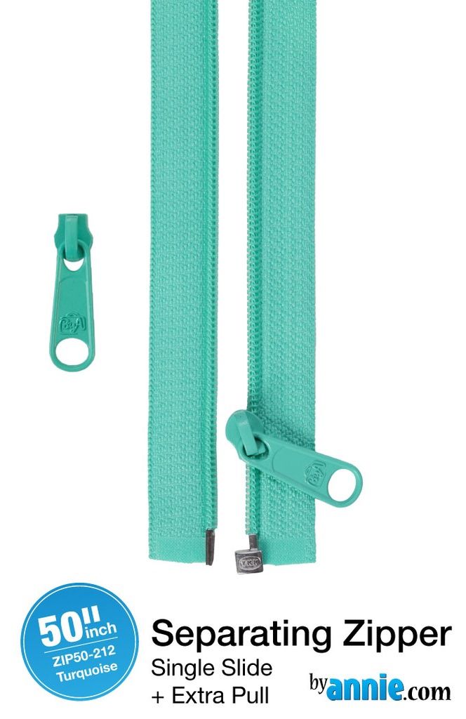 50" Separating Coat Zipper - Turquoise