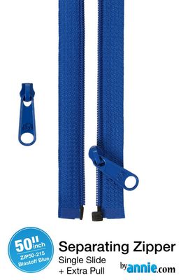 50" Separating Coat Zipper - Blastoff Blue